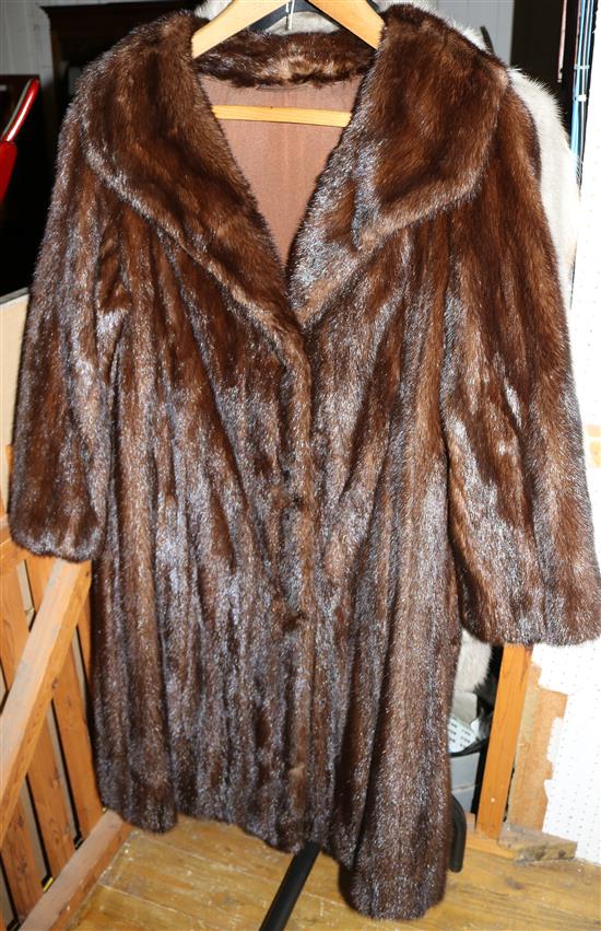 Brown mink coat & brown coney coat(-)